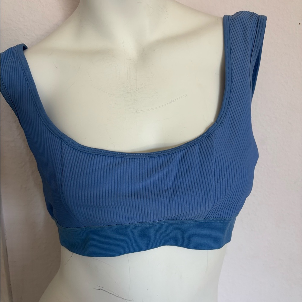 Frankie's Bikinis Blue Ribbed Crop bathing suit  Top  like new  size XL